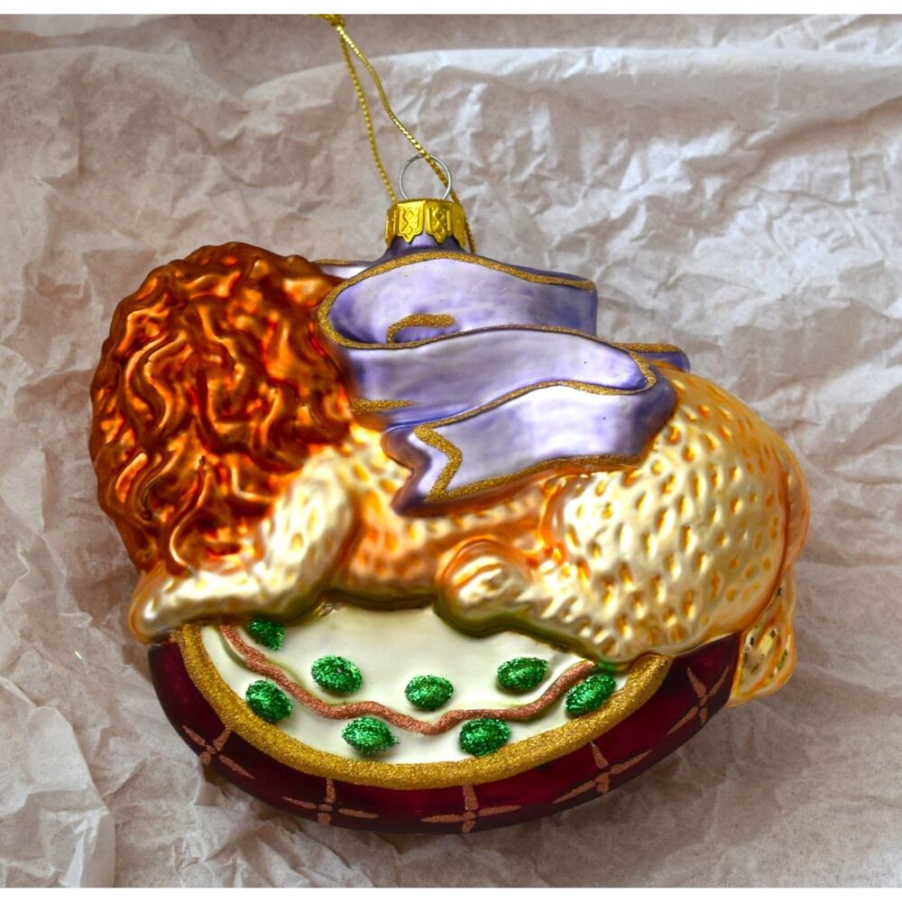 Vtg 1995 Large BRN 5" Hand Blown Glass Lion & Lamb Peace On Earth Ornament NIB - Picture 4 of 5